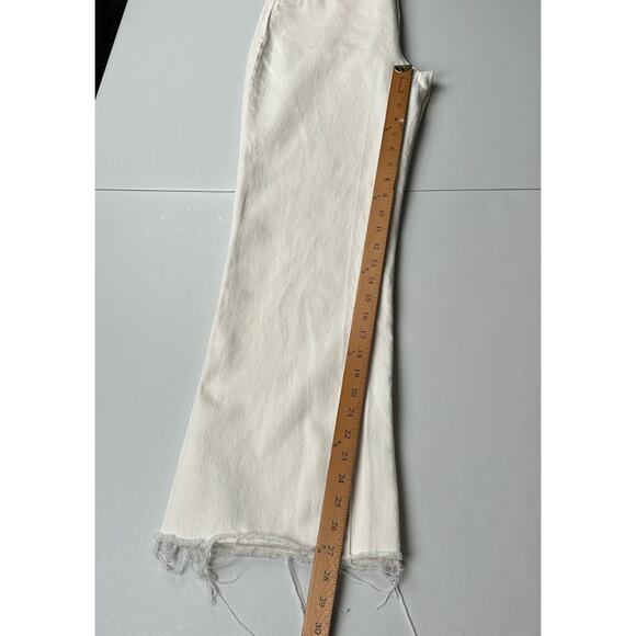 Rollas Jeans Womens 28 White Eastcoast Crop Flare High Rise Button Fly Raw Hem - Picture 11 of 13